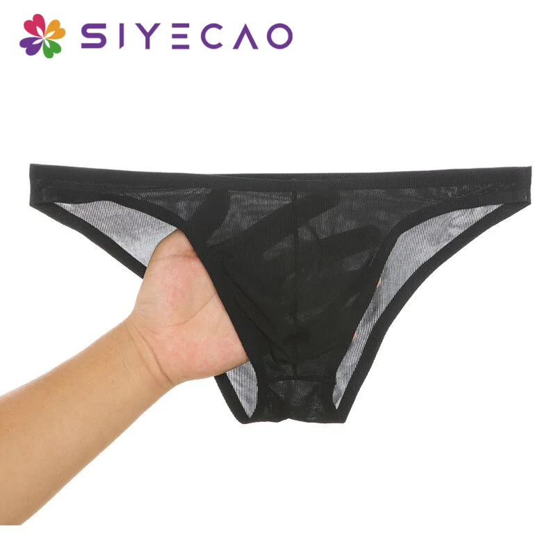 

Men Sexy Ice Silk Underwear Briefs Ultra Thin Transparent Comfortable Seamless Men Panties Low Rise Male Underpants Knicker