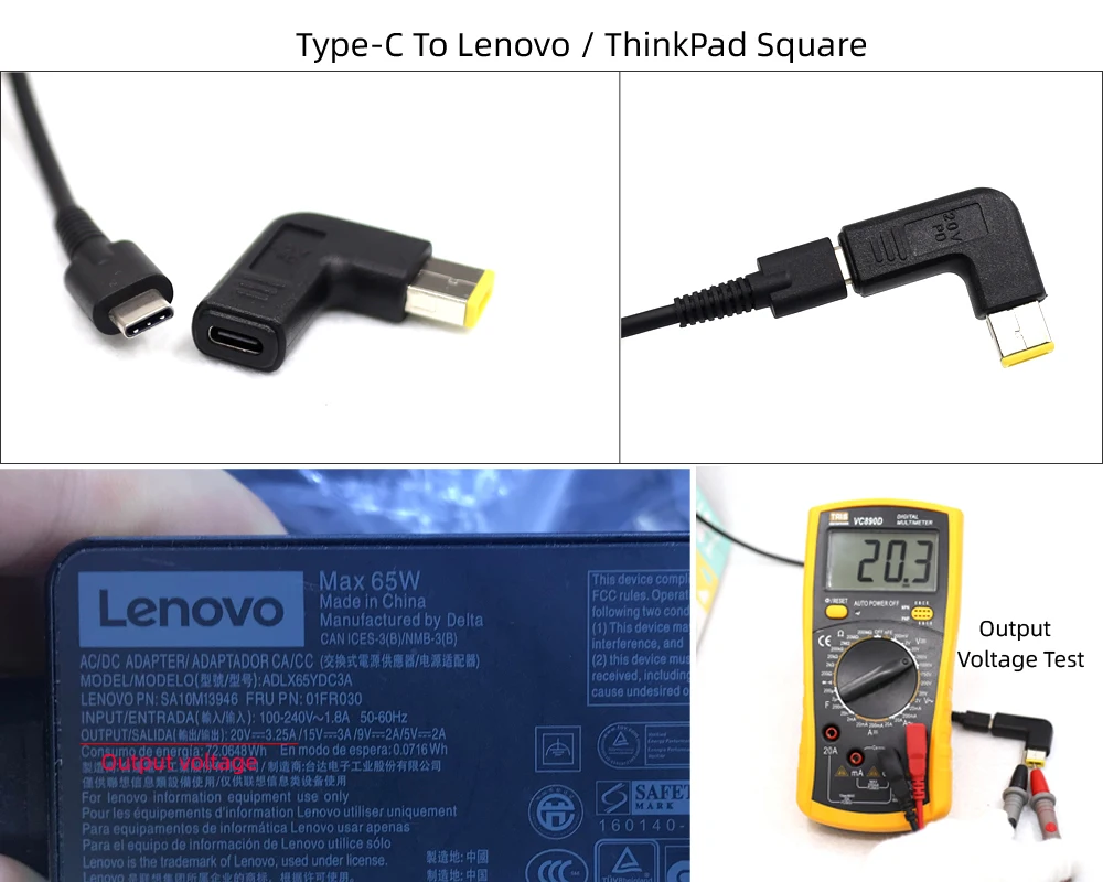 1xPD адаптер питания для ноутбука, разъем постоянного тока, usb type C, женский и мужской разъем, конвертер для lenovo, для Asus, зарядное устройство для ноутбука