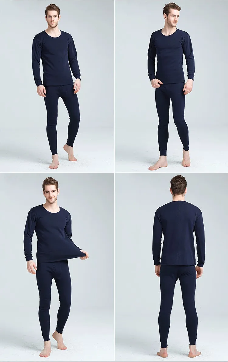 mens long johns set Aismz New Thermal Underwear Sets Men Winter Thermo Underwear Long Johns Winter Clothes Men Velvet Thick Thermal Clothing Solid cotton long johns