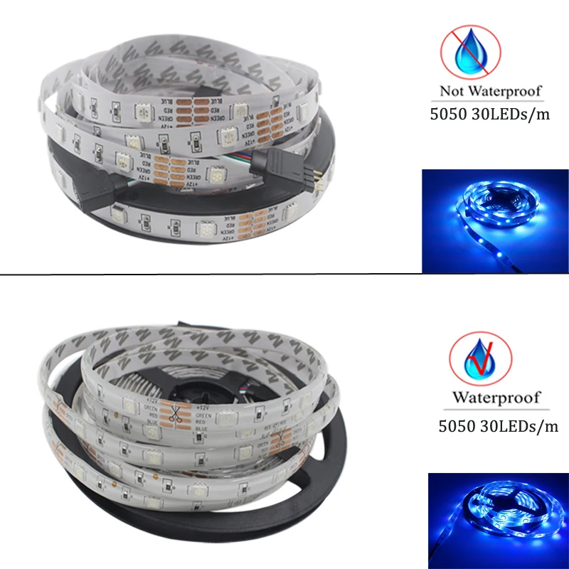 IR WIFI LED Strip Waterproof 5M 15M 20M RGB Led Strip Light 5050 RGB 30 Leds /M Flexible Lighting Ribbon Tape Controller Adapter