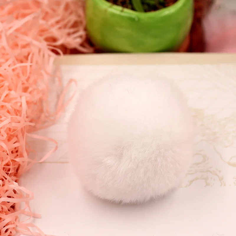 6cm Rex Rabbitt Fur Ball Lovely Fluffy Stof Pompom Women Bag Keychain Headband Toys DIY Accessory Jewelry Big Soft Furry Pompons