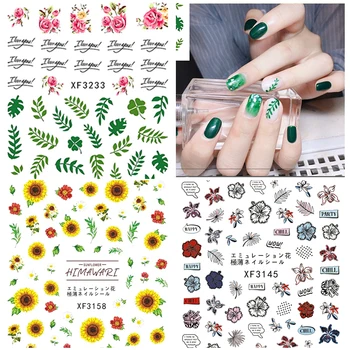 

3D Nail Sticker Colorful Rose Flower Mixed Patterns Self-Adhesive Nail Transfer Decals Nail Art DIY Design Decorations