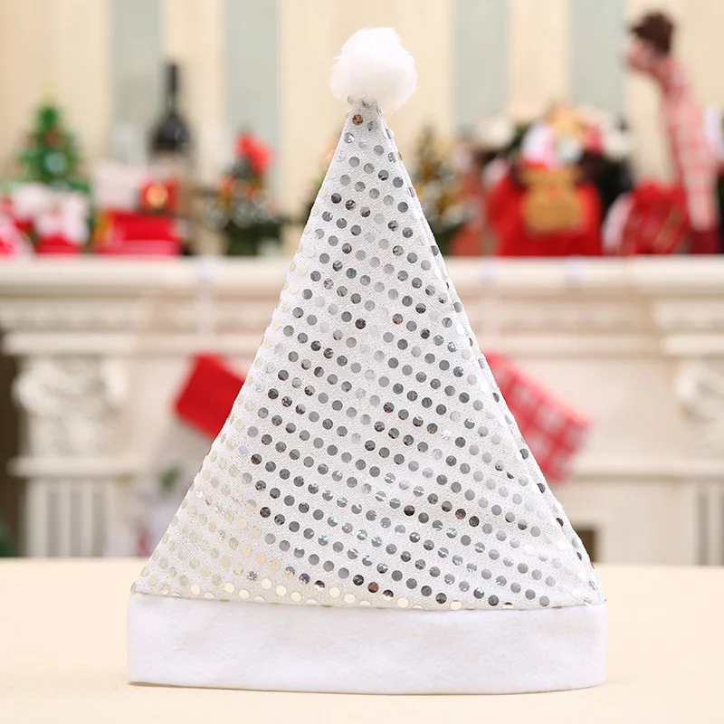 New Sequin Xmas Hat Santa Christmas Adult Cap Christmas Hat Xmas Party Supplies Christmas Decoration For Home Navidad Decor