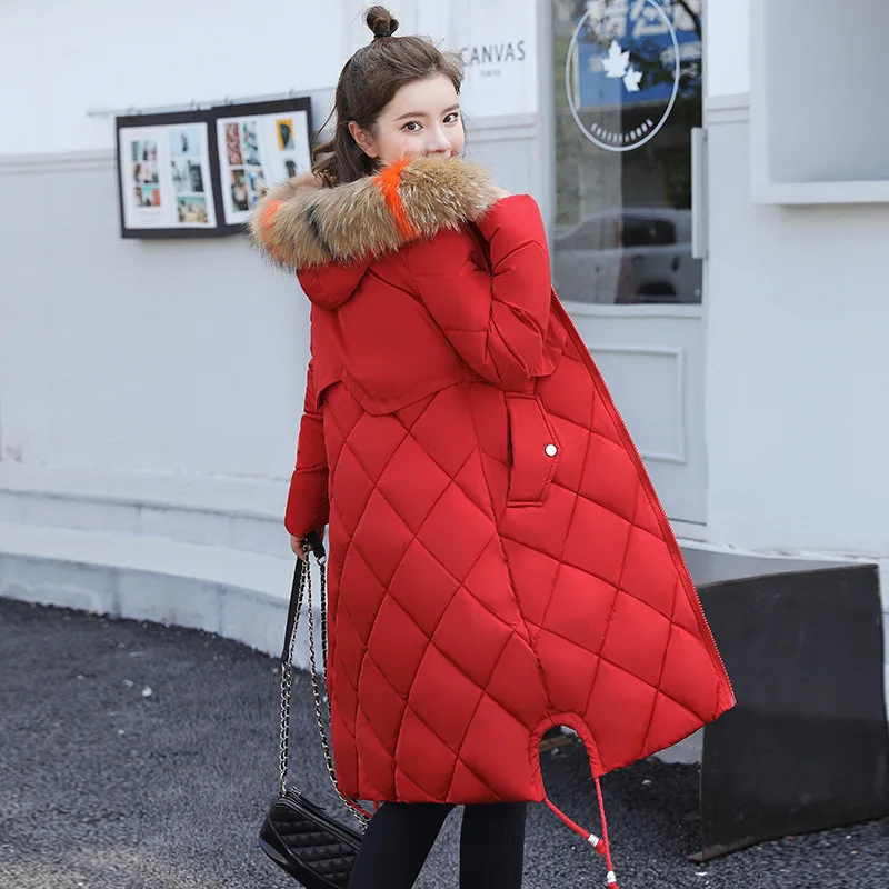 

Mid-length Cotton-padded Clothes Women's 2019 New Style Slim Fit Korean-style Large Fur Collar down Jacket Cotton-padded Clothes