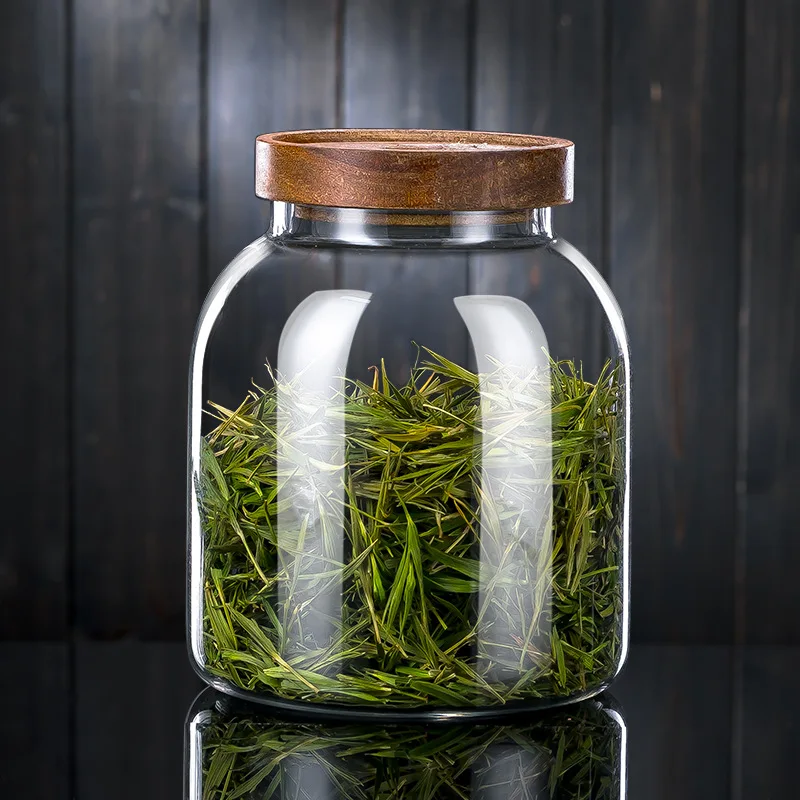 

Tea Containers Glass Sealed Can Small Bottle with Lid Transparent Household Glass Jar Food Grains Storage Box Storage Jar