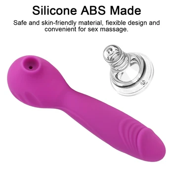 2 In 1 Heated Dildos Women Sucking Vibrators Clitoris Sucker G-Spot Vaginal Massager Anal Plug Erotic Toys For Sex Masturbation 2