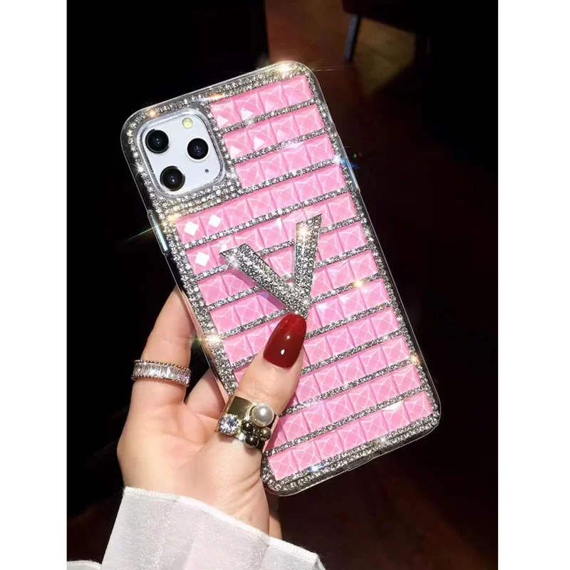 Luxury Brand Pink diamond square crystal Phone Case For iPhone 11Pro Max X XS XR 7 8 Plus Sexy Glitter Bling soft Cover fundas | Мобильные