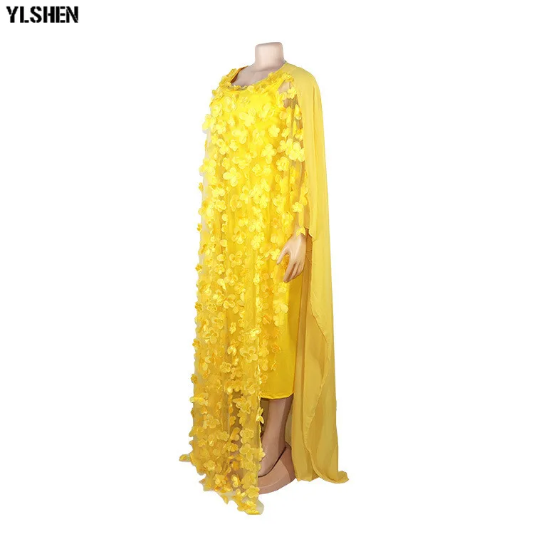African Dresses for Women 2019 New Style African Clothes Bazin Fashion Lace Floral Boubou Robe Africain Dashiki Party Long Dress 03