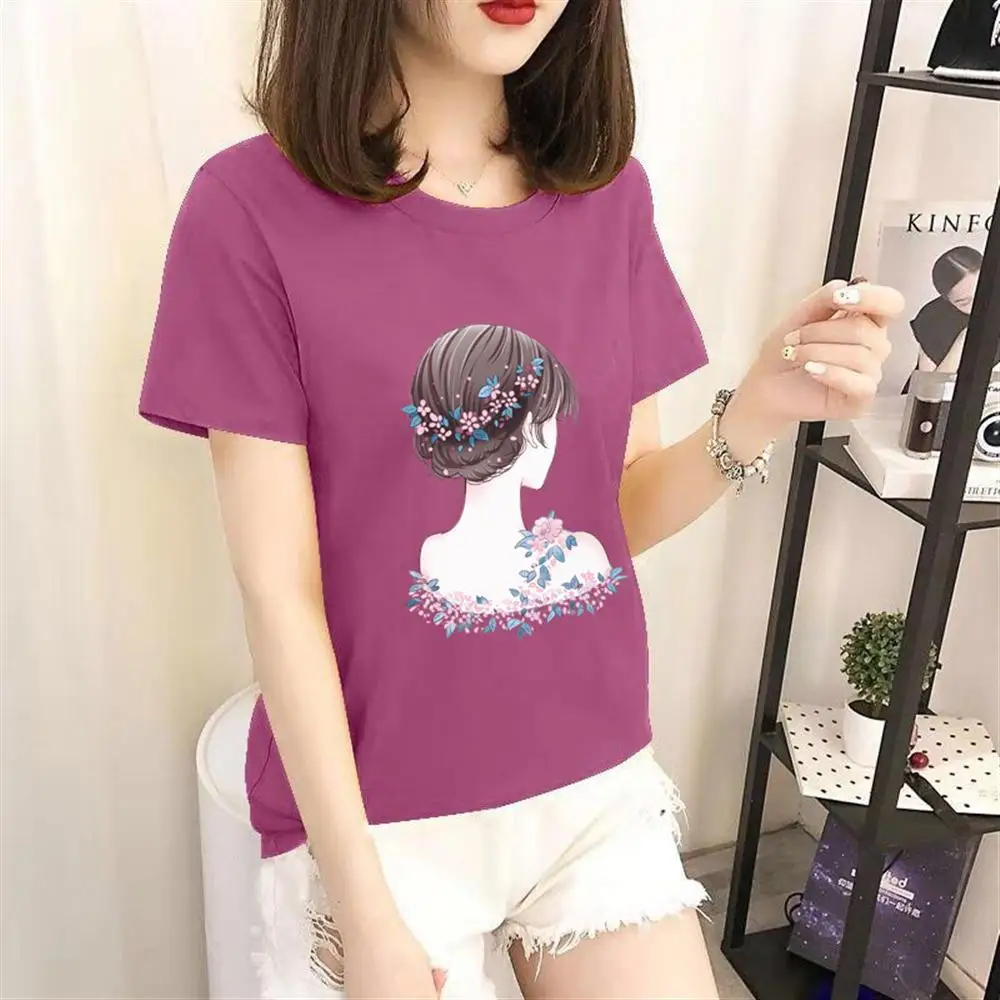 202Purple Новинка, женские футболки, повседневные, Харадзюку, мультяшный принт, топы, футболка, летняя женская футболка, короткий рукав, футболка для женщин, одежда - Цвет: 202Purple