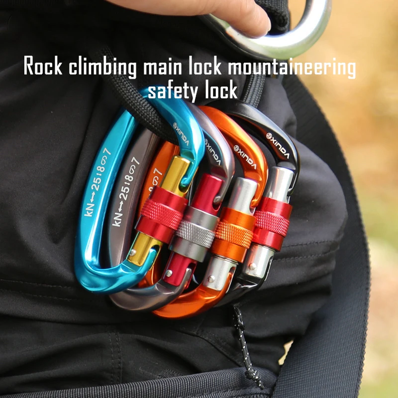 

1pc Screw Locking Gate Carabiner Heavy Duty D-shape Buckle Pack D-ring Carabiner Climbing For Outdoor Camping