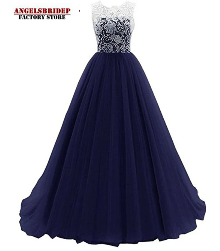 

New Arrival 2021 Tulle Evening Dress Long Lace Corset Vestido Longo Fashion Scoop Neck Abendkleid Formal Wedding Party Gown Hot