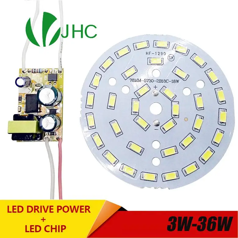 

3W 7W 12W 18W 24W 36W 5730 SMD Light Board Led Lamp Panel For Ceiling + AC 100-265V LED power supply driver