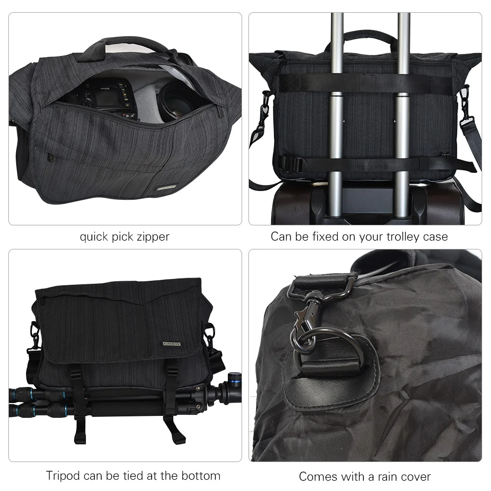 CADEN Multi-function SLR/DSLR Camera Shoulder Bag Waterproof Shockproof Travel Bag for Nikon Canon Sony Pentax& More