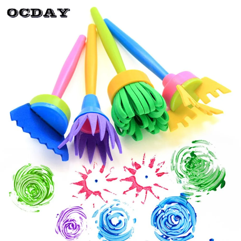 OCDAY 4 шт. Детские Картины Сделай Сам инструменты для рисования игрушки цветок губка для граффити кисти креативная игрушка для детей Новое поступление