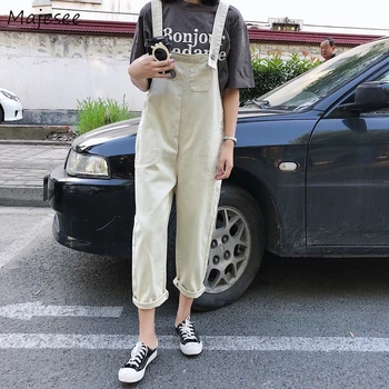 

Jumpsuits Women Solid Simple Streetwear Loose Student Korean Style BF Harajuku All-match Casual High Quality Chic Womens Overall