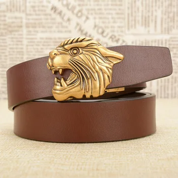 

Men's Tiger head automatic buckle leather belt high-grade genuine cowhide vintage luxury fashion casual waistband