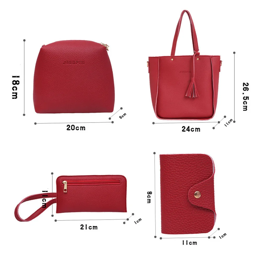 Женская сумка через плечо из четырех частей, сумка-тоут кошелек с ремешком через плечо, сумочка, роскошная сумка-мессенджер для девочек Bolsa Feminina