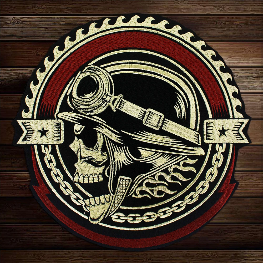 Toppa Teschio Con Bandiera Impero Tedesco – 90x65mm, Ricamata, Termoadesiva O Da Cucire, Stile Biker E Heavy Metal