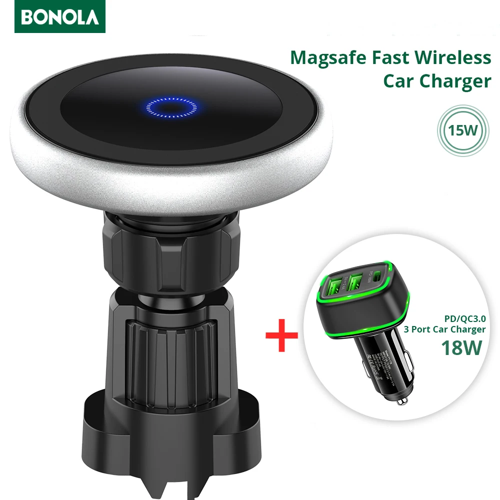 Bonola Car Magnetic Wireless Charger for Magsafe iPhone/Samsung/Xiaomi/Huawei/ Smartphone 15W Qi Fast Wireless Charging in Car