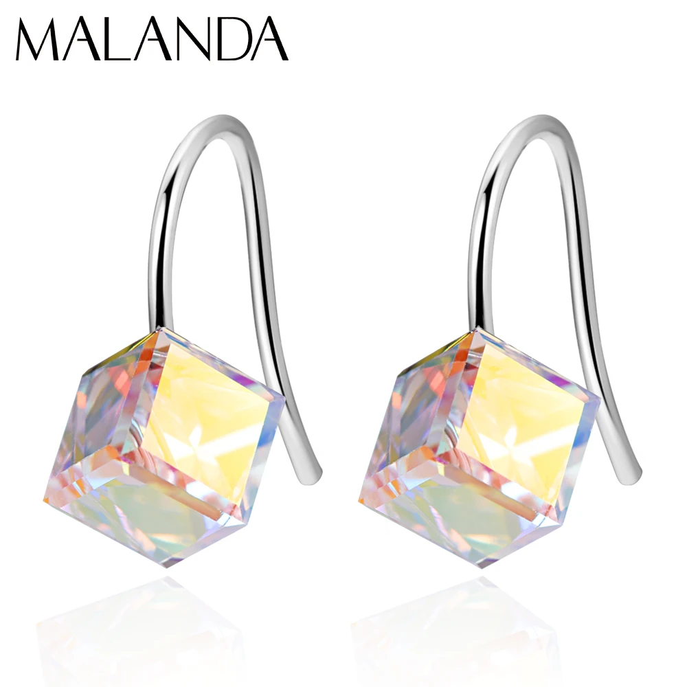 

Crystals From Swarovski Drop Earrings New Fashion Cube Fancy Stone Piercing Dangle Earrings For Women Wedding Party Jewelry Gift