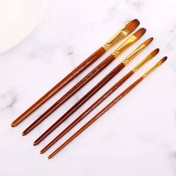 

5pcs Paint Brushes Round/Filbert/Angel/Flat Nylon Hair Watercolor Paintbrushes