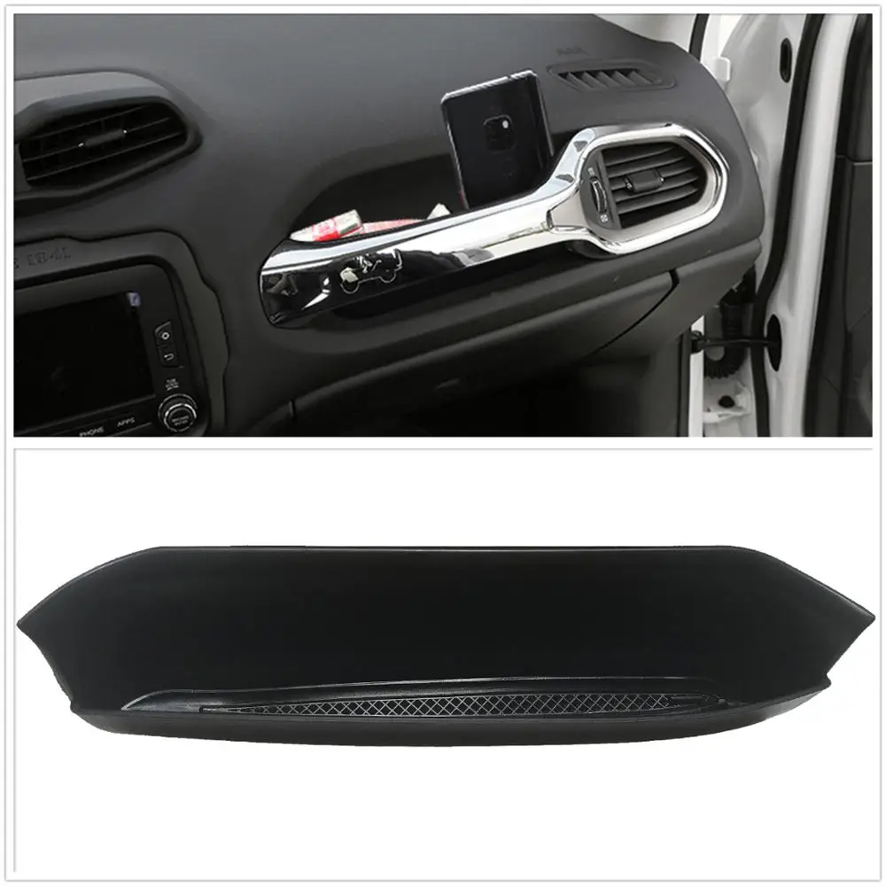 for Jeep Renegade 2015-2022 Passenger Seat Handle Storage Box Grab Tray  Phone Holder Coin Organizer Car Accessories ABS Black