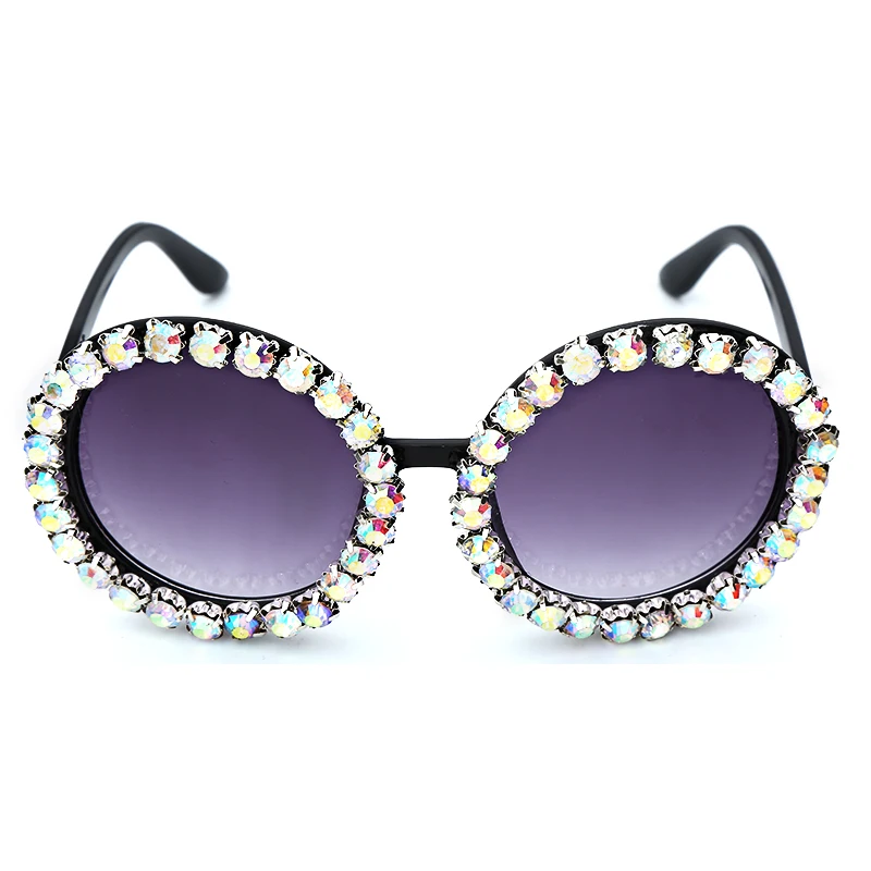 Негабаритные Круглые Солнцезащитные очки с бриллиантами Женские трендовые брендовые хрустальные Солнцезащитные очки женские мужские очки со стразами Oculos De Sol Feminino
