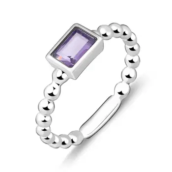 

Gem's Ballet 0.58Ct Natural Amethyst Gemstone Rope Band Stackable Ring For Women 925 Sterling Silver Fashion Fine Jewelry