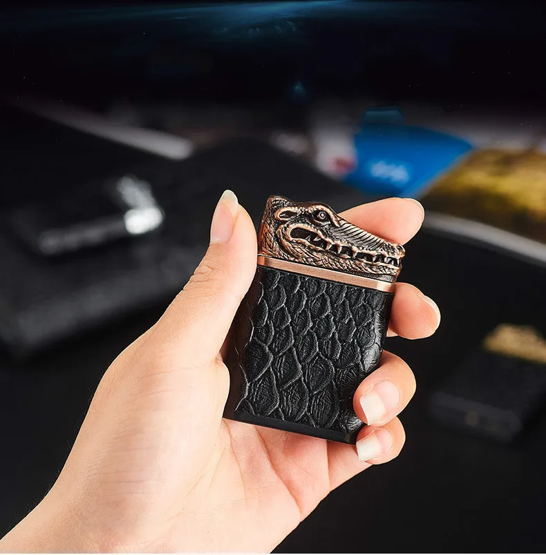 

Crocodile Double Arc 2019 New Double Plasma Arc Lighter Windproof Electronic USB Recharge Cigarette Smoking Electric Lighter