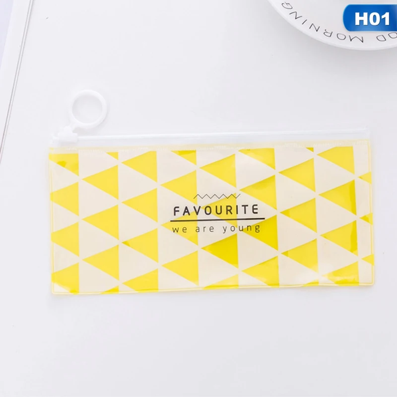 Korea Stationery Small Fresh Ring Pull Bag Translucent Student Stationery Student Supplies - Цвет: H01