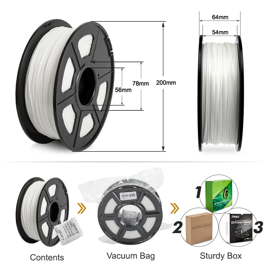 Filamento da Impressora Material de Impressão com Carretel Embalagem a Vácuo Pla + Faça Sunlu Mais 1kg 2.2lbs Você Mesmo Impressão Navio Rápido Pla 3d 1.75mm - Imagem 6