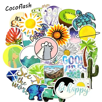 

31 Pcs/set Hot Cartoon Green Cactus Cute Cat Paw Vsco Waterproof Stickers For Skateboard Laptop Motorcycle Luggage Kid Toy For