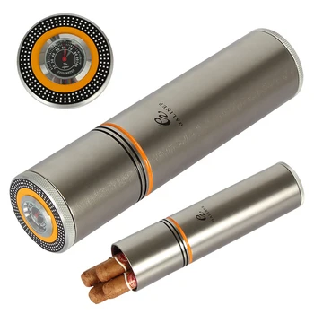 

Galiner Cigar Tube Outdoor Travel Cigar Humidor Case Box Aluminium Alloy Cigar Accessories with Humidor Humidifier Hygrometer