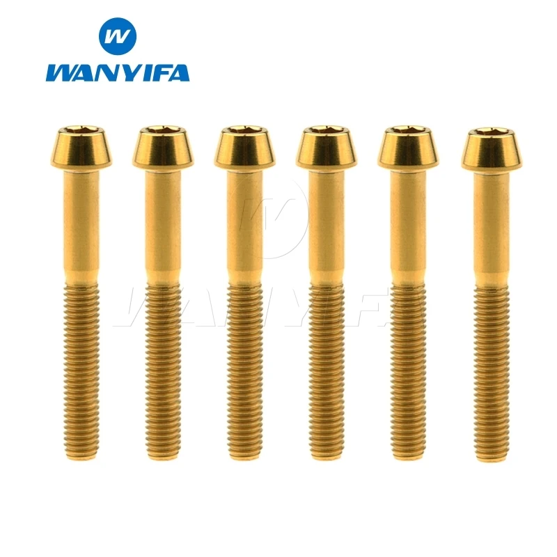 M5x40 gold Велосипедные винты из титана/Ti M5X25 30 35 40 45 50 60 мм конические болты с шестигранной головкой - Цвет: M5x40 gold