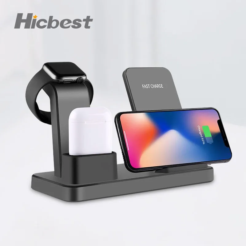 

3 in 1 Wireless Charging Charger for iPhone Watch Airpod Wireless Induction Charger for iPhone 11 8 X XR XS Apple Watch Airpods