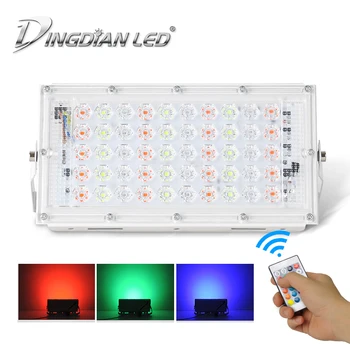 

DINGDIAN LED AC220V RGB Flood Light 15 Colors Outdoor Waterproof 50W Remote Control Floodlights LED Multicolour Spotlights