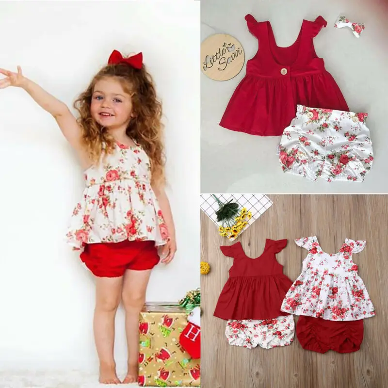 

Pudcoco 2020 2PCS Toddler Baby Girls Kids Summer T-Shirt Tops Short Pants Outfits Set Clothes