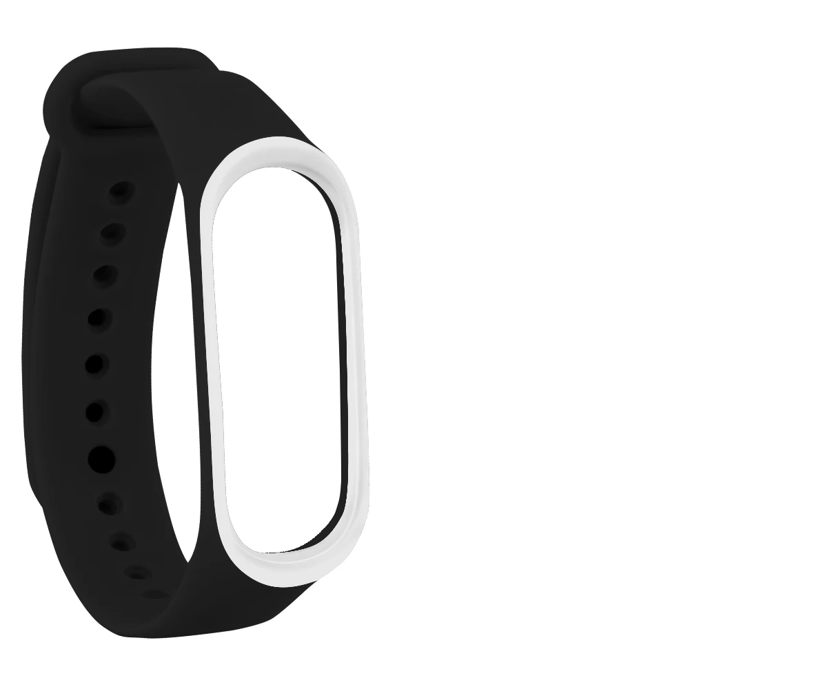 Двойной Цветной ремешок на запястье для mi band 2 Силиконовый наручный ремешок на замену браслет для xiaomi mi band 2 ремешок умные аксессуары - Цвет: Black white