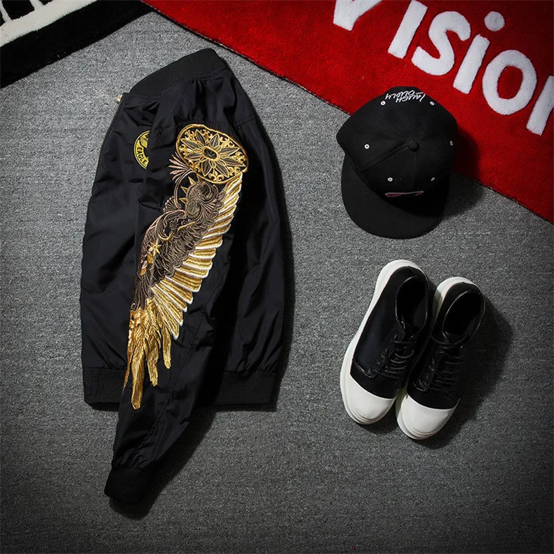 

Men Streetwear Brand-clothing Casual Hip Hop Coat Unisex Jackets Mens Wing Design Spring Multi Color Embroidery Bomber Jacket