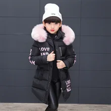 OLEKID Russian Winter Girls Parka Faux Fur Collar Long Girls Cotton-padded Jacket 4-13 Years Kids Teenagers Outerwear Coat