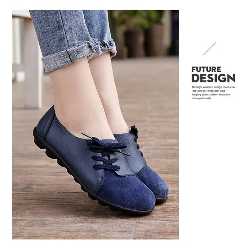 2019 New Leather Women Plus Size Sewing Flats Moccasins Loafers Ballet Flats Women Comfortable Soft Casual Shoes Ladies VT634 (18)