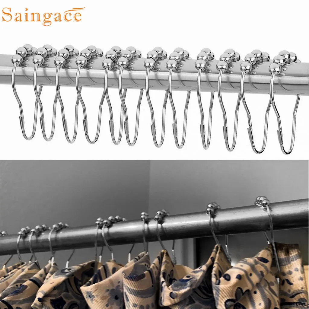 Saingace 12 шт. коррозионная нержавеющая сталь занавеска для душа s Кольца Крючки анти-ржавчина прочные оконные вешалки для штор Прямая поставка Новинка