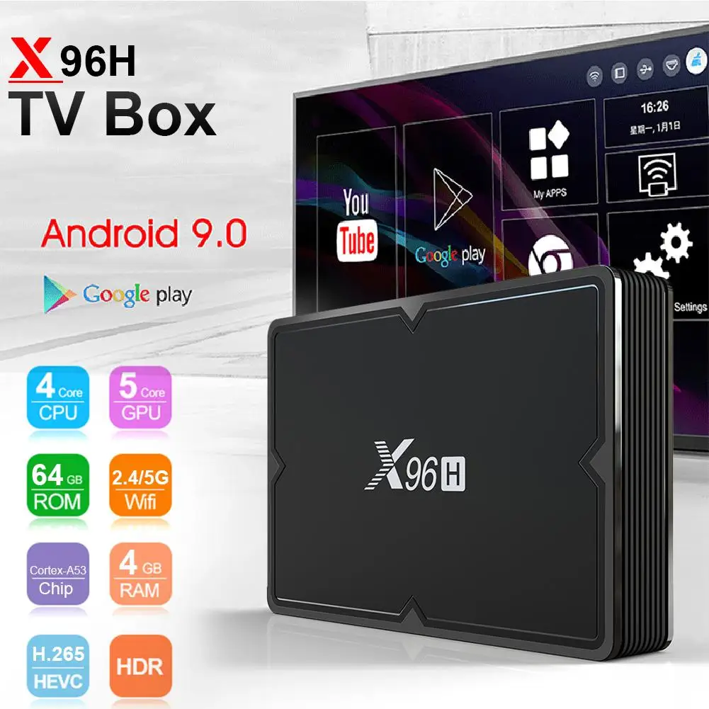 X96H Android 9,0 Смарт ТВ коробка 4 ГБ 32 ГБ Bluetooth 4,1 2,4g/5g Wifi Hdmi в Iptv телеприставка 3 Usb порт 2G 16G медиаплеер PK X96