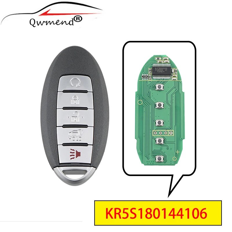 

QWMEND KR5S180144106 5 кнопок Автомобильный Дистанционный ключ для Nissan Rogue 2017 2018 2019 Смарт Автомобильный ключ 7812D-S180106 S180144110