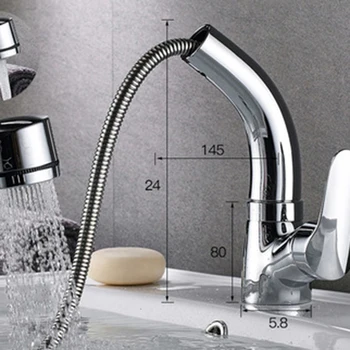 

Bathroom Basin Faucet with Pull Down Sprayer Single Handle Mixer Tap Hot and Cold Water Faucet Kitchen Telescopic Lifting Faucet