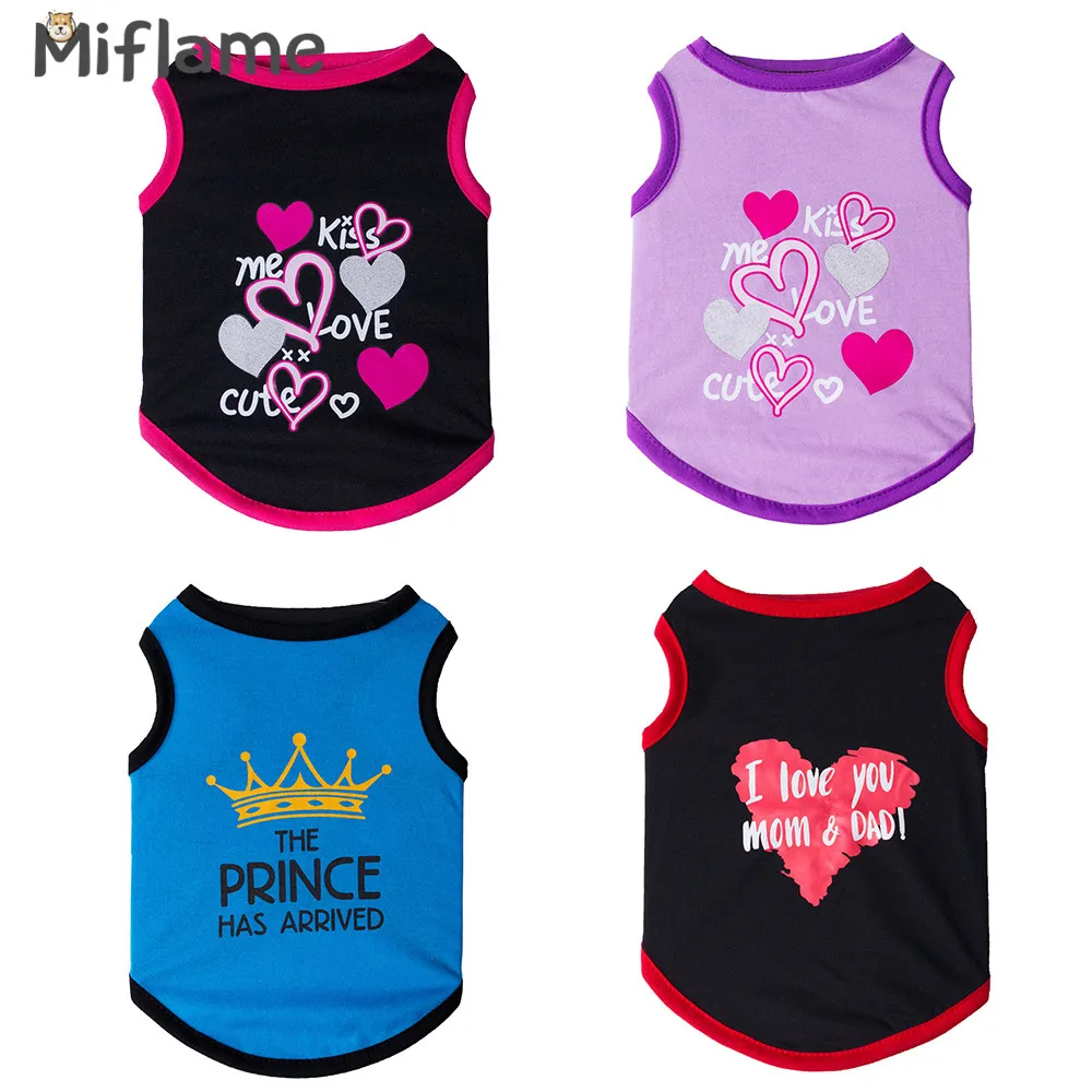 Футболка для собак Miflame &quotI Love Dad And Mama&quot летняя одежда Однотонная футболка без