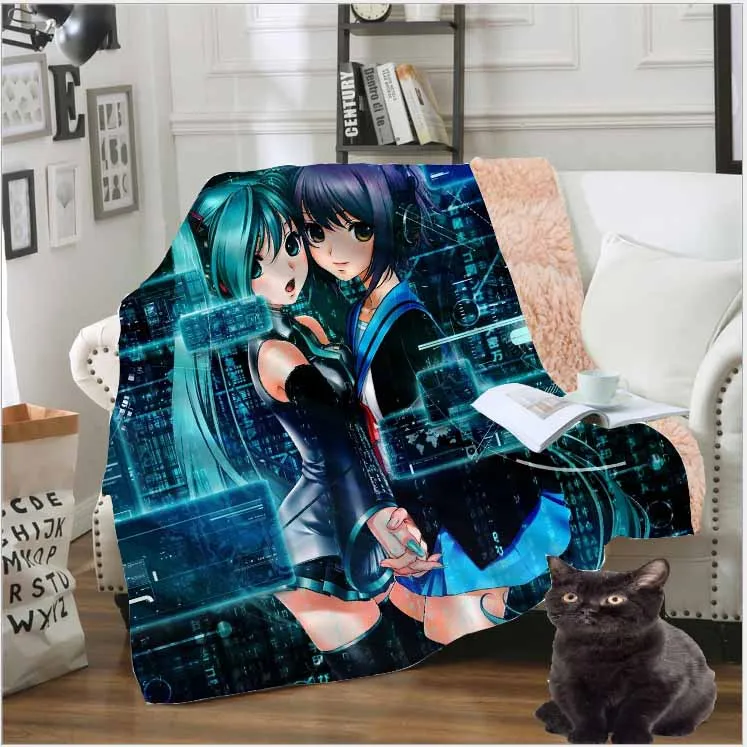YOJULY Hatsune Мику Певица Стиль Дети взрослый 3D печатных одеяло диване пододеяльник теплое постельное белье модное офисное одеяло для короткого сна K01 - Цвет: 10