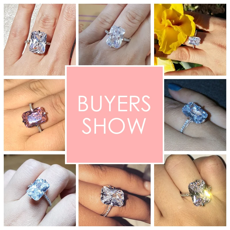 Modian 925 Sterling Silver Rectangle 5A Clear Zircon Luxury Rings Anniversary Engagement Jewelry For Women Fashion Rings crystal rings,engagement rings,zircon rings,fashion rings,wedding rings,fashion ring,finger rings