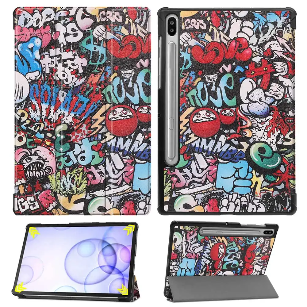 Graffiti Кожаный смарт-чехол для samsung Galaxy Tab S6 10,5 SM-T860 SM-T865 10," чехол с принтом для планшета - Цвет: Graffiti
