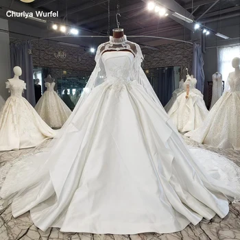 

HTL1560 Simple Removable Shawl Yarn Strapless Wedding Dresses 2020 Sleeveless Sequined Beading Ball Gowns Robe De Mariee 2020